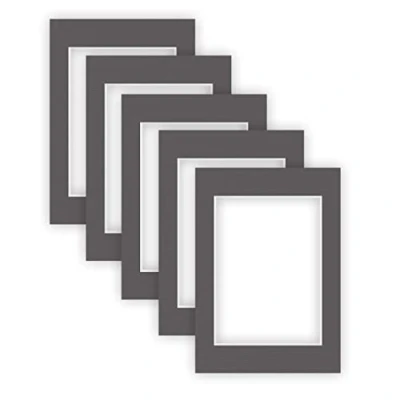 Immagine di nielsen Conservation Cartoncino Passepartout 1,5 mm, Set di 5, Formato Esterno 29,7x42 cm per Immagine 21x29,7 cm, Struttura Grigio Grafite