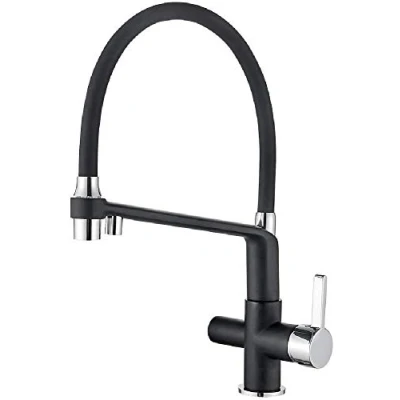 Immagine di Ibergrif M22127B 2 Rubinetto da cucina con Doccetta, per acqua potabile doppia leva miscelatore Lavello