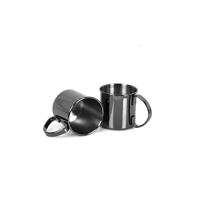 Immagine di ECHTWERK Set di 2 bicchieri in rame infrangibili acciaio inox Ideali per gin, vodka, birra e bevande fredde Confezione regalo Edizione nera 480 ml