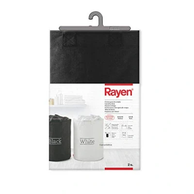 Immagine di Rayen Cestini per bucato Impermeabili e resistenti Con manici 70 l di capacità Colori Bianco Nero Confezione da 2 pezzi Dimensioni: 55 x 40 cm