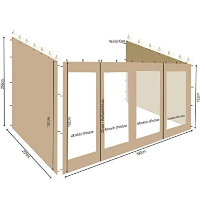 Immagine di Quick Star 3 Pannelli Laterali per Gazebo a rotelle, x 4 m, Colore: Sabbia