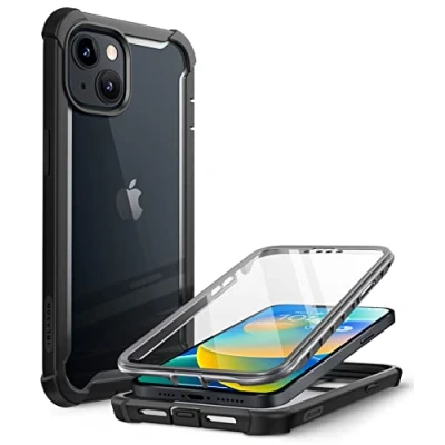 Immagine di i Blason custodia trasparente per iPhone 14/iPhone 13 (6.1&quot;), bumper a 360 gradi, robusta protettiva [Ares] con protezione schermo 2022 (nero)