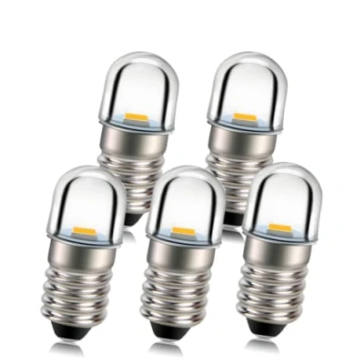 Immagine di Ruiandsion 5pcs E10 Base Socket LED Bulb 1W 4.5V bianco caldo sostituire torcia Headlight Headlamp Mini testa lampada lampadine, terra negativa