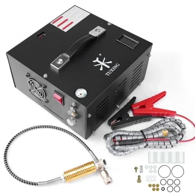 Immagine di TUXING Compressore d&#039;aria 4500Psi Pcp,Convertitore di potenza incorporato,Grande separatore acqua e olio,Avviamento con un pulsante,Alimentato da 220v AC o 12v Dc,Disco esplosione per