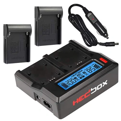 Immagine di Hedbox RP DC50/DFM50 Caricabatteria doppio LCD per batteria Sony NP F550, F770, F970, e NPF550, NPF770, NPF970, NPF1000