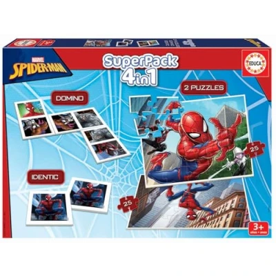 Immagine di Educa Superpack Spiderman Multiples Possibilità di gioco per Jugar Solo o accompagnato Include Domino, Identic e 2 Puzzles Set tavolo bambini a partire da 3 anni (19353), Multicolore