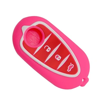 Immagine di Happyit Custodia in silicone per chiave elettronica dell’auto (telecomando a 3 pulsanti), Alfa Myth 159 GTO, Giulietta Romeo 4C GTA m38 Rose Red