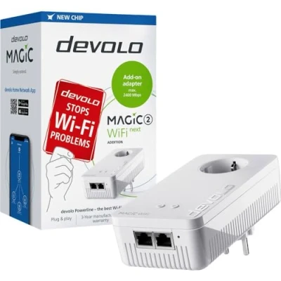 Immagine di Devolo Magic 2 WiFi next Adattatore di espansione WLAN Powerline 8610 DE, AT, NL, EU Powerline, 2400 MBit/s