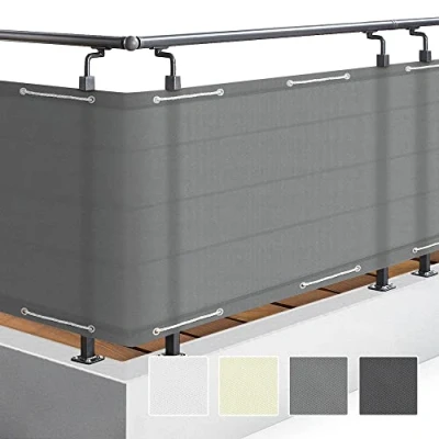 Immagine di Sol Royal Frangivista e Telo Frangivento per Balconi 100x600 cm in 160g/m PES Balcone Impermeabile &amp; Protezione UV Schermi Privacy con Occhielli Grigio SolVision PB2