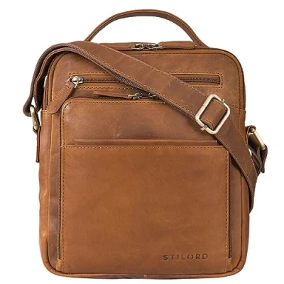 Immagine di STILORD &#039;Ivan&#039; Borsa messenger in pelle Premium da uomo alla moda a tracolla vera pelle, Colore:cognac marrone