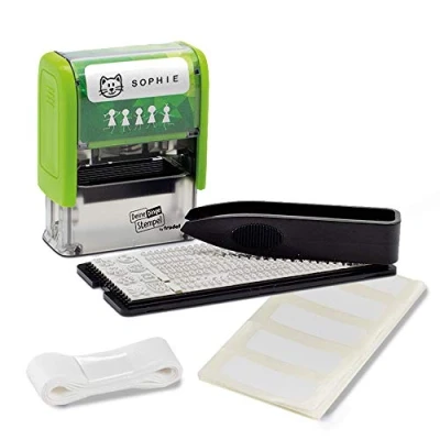 Immagine di Trodat Set di timbri autoinchiostranti automatici, 34 x 14 mm, colore: nero, personalizzabile