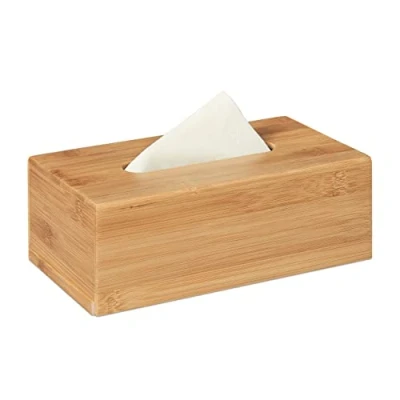 Immagine di Relaxdays Scatola Portafazzoletti, in Bambù, per Fazzoletti Standard, Box, Bagno, Cucina, HLP 8,5x24,5x13,5 cm, Naturale