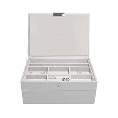 Immagine di Stackers Pebble Grey Portagioie classico, 2 pezzi