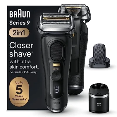 Immagine di Braun Series 9 PRO +, Rasoio Elettrico Barba, Rifinitore di precisione, Custodia Viaggio, Lame Flessibili, Stazione SmartCare, Uso a Secco o Sotto Acqua, Batteria Litio Ion, 9590cc Nero