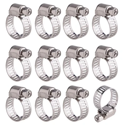 Immagine di 12 Pezzi Regolabile Acciaio Inossidabile Tubi di Fascetta Clip Worm Drive Tubo (9 16 mm)