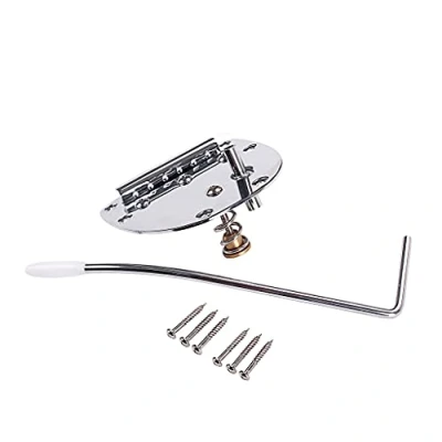 Immagine di Alnicov Cordiera a ponte per chitarra in acciaio con viti barra Whammy sostituzione di Mustang e jazzmaster