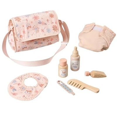 Immagine di Howa Accessori per bambole, borsa fasciatoio mini flowers, incl. 7 pezzi
