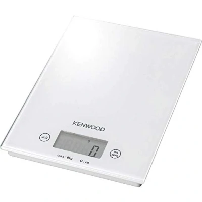 Immagine di Kenwood DS401.W Bilancia Elettronica da Cucina con Piano in Vetro Bianco, Display Elettronico e Piedini Antiscivolo, Spegnimento Automatico, Doppio Sistema di Misurazione (gr/oz)