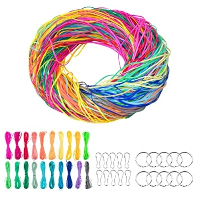 Immagine di Yuknees 200 PCS Fili per Scooby Doo di Plastica,20 Colori con Portachiavi e Ganci a Scatto Scoubidou Kit Braccialetti Fai da Te Filo Fare i Collane