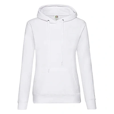 Immagine di Fruit of the Loom 62038 Classic Lady Fit, felpa da donna con cappuccio, Donna, Fit Hooded Sweat, bianco, XS