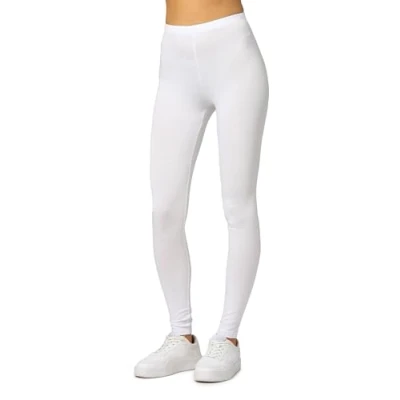Immagine di Merry Style Leggings Lunghi Donna in Viscosa con Elastan Ampia Pantaloni Banda Elastica Leggins per Casa Palestra Tempo Libero MS10 143 (Bianco, M)