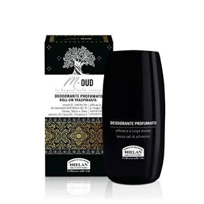 Immagine di Helan, M Oud, Deodorante Uomo Roll On Profumato e Traspirante Fresco Delicato sulla Pelle, senza Sali di Alluminio, con Olii Essenziali Azione a Lunga Durata, 50 ml Made in Italy