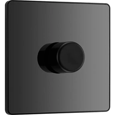 Immagine di BG Electrical Interruttore dimmer singolo Evolve, accensione e spegnimento bidirezionali, 200 W, cromato nero