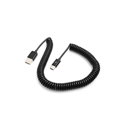 Immagine di SYSTEM S Cavo di Ricarica USB a Spirale Tipo C 3.1 2.0, Adattatore, 100 200 cm, Nero