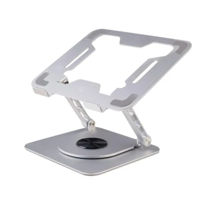 Immagine di Ewent Supporto PC Portatile con Base Girevole a 360, Laptop in Lega di Alluminio per Scrivania, Ergonomico Regolabile, Pieghevole e Antiscivolo, Ventilazione da 10 17.3&quot;