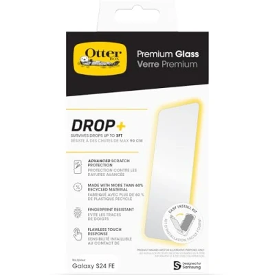 Immagine di OtterBox Pellicola protettiva in Vetro temperato Premium per Samsung Galaxy S24 FE, Protezione a rotture avanzata, graffi e cadute da 0.9m