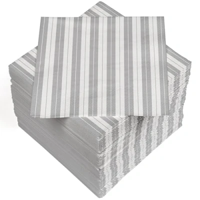 Immagine di HEKU 100 tovaglioli a 3 strati, 33 x cm, assorbenti e pratici, realizzati in Europa, ideali per matrimoni, anniversari occasioni speciali, strisce
