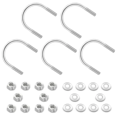 Immagine di U Bolt 304 acciaio inossidabile M8 x 50mm con dadi e rondella di riparazione piana Pack da 5, argento