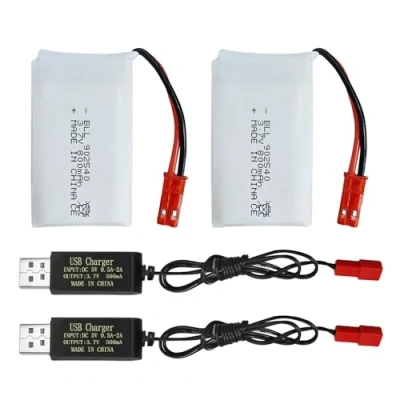 Immagine di 2PCS 3.7V 800mAh Lipo batteria del drone RC con caricabatterie USB spina JST per SYMA X56W MJX X400W X300C X800 HS110 HS200 S670 V950hd S1750 V2450 Quadcopter