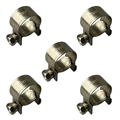 Immagine di On1shelf Confezione da 5 morsetti per tubo benzina Jubilee in acciaio inox, 9 11 mm, colore: argento