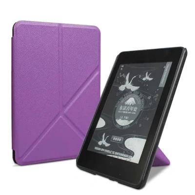 Immagine di Custodia pieghevole per Kindle Paperwhite 12a generazione 2024 da 7 pollici, guscio sottile e leggero in pelle PU con sveglia/sonno automatico angoli di visualizzazione multipli (viola)