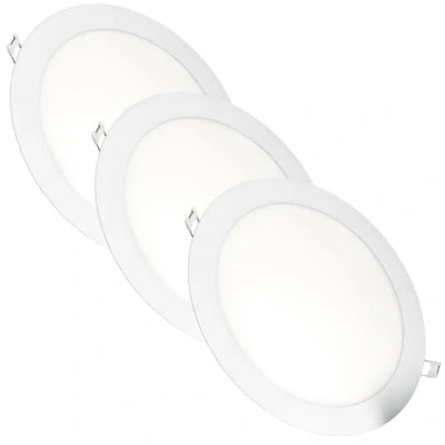 Immagine di JANDEI 3 Faretti Led da Incasso, 18W, 1440 Lumen, Forma Rotonda, Ultra Sottile 13mm, Colore della Luce Bianco Freddo 6000K, Foro Incasso Ø 200 205 mm, Trasformatore Incluso