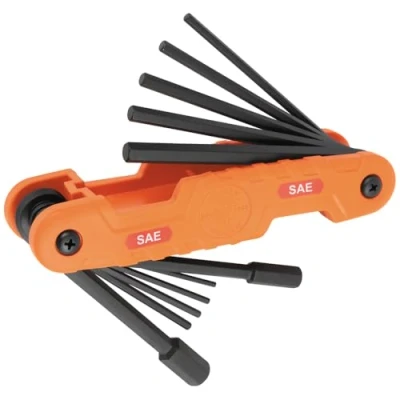 Immagine di KLEIN TOOLS Set di chiavi esagonali 70550, 11 misure SAE, chiave a brugola pieghevole resistente, con extra lunghe, arancione