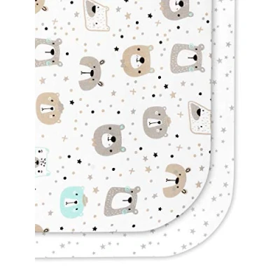 Immagine di FlyIdeas Set 2 Lenzuola con Angoli per Culle e Lettini Neonato, 120x60 cm 100% Morbido Soffice Cotone Certif. Bambino Elasticizzate