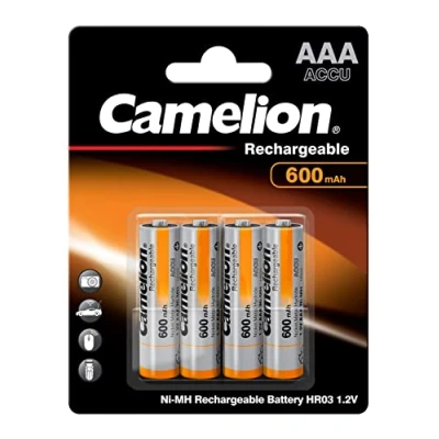Immagine di Camelion HR03 Batterie micro AAA Ni Mh ricaricabili, 1,2 V, 600 mAh, confezione da 4