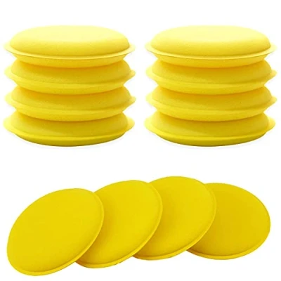 Immagine di 12 tamponi applicatori per cera auto applicatore in spugna schiuma morbida lucidatura di vetro pulito (giallo)