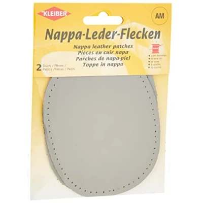 Immagine di Kleiber Toppe in Nappa per Gomiti e Ginocchia da Cucire 12,5 cm x 10 cm, Grigio, 2 Confezione