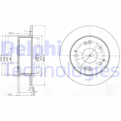 Immagine di DELPHI BG3745 Disco freno 260 10 5 pieno Oleato non trattato senza cuscinetto ruota, anello sensore ABS HONDA: Accord 6 Limousine