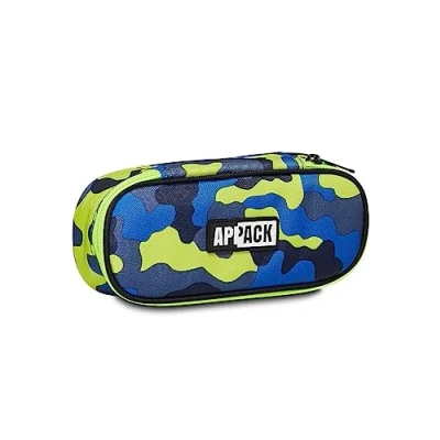 Immagine di Appack Portapenne Scuola Round Plus, Blu, Bustina Ovale con Elastici Porta Penne e Taschino Interno, Accessori Zaino,