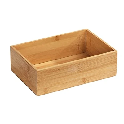Immagine di WENKO Contenitore in bambù Terra L, pratica scatola organizer per armadi e mensole cucina, bagno tutta la casa, riporre piccoli utensili, 22x7x15cm, naturale