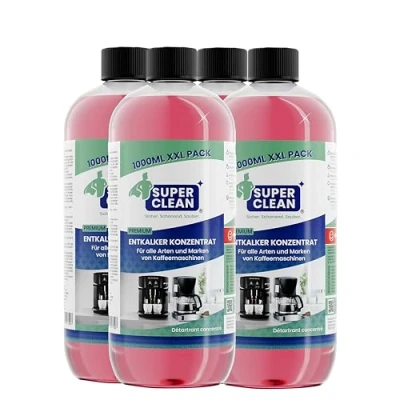 Immagine di SUPER CLEAN 4 x 1000 ml universale disincrostante liquido per tutte le macchine e marche 40 decalcificazione efficace decalcificante di da caffè, bollitori docce