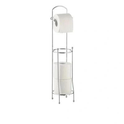 Immagine di Axentia 282245 Porta Carta Igienica da Pavimento con Dispenser per 3 Rotoli, Metallo, Argento, 16x16x66 cm