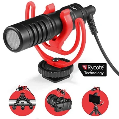 Immagine di JOBY Wavo Mobile Microfono Compatto da Fotocamera con Supporto Antivibrazioni Rycote, Protezione Antivento Deadcat per Smartphone, CSC, Camcorder, Vlogging, Youtube