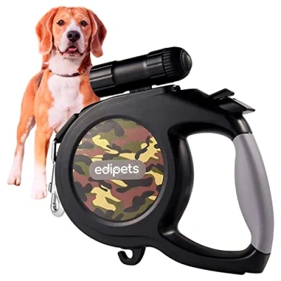 Immagine di EDIPETS, Guinzaglio per Cani Allungabile, Grande 8 m, con Torcia LED, Nastro Addestramento e Passeggiata, Design Militare Mimetico