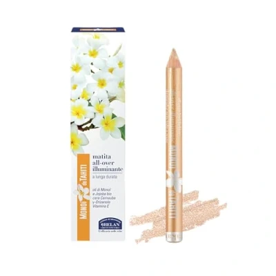 Immagine di Helan Monoï de Tahiti Illuminante Viso Make Up Multiuso come Matita Ombretto Glitter Occhi Punti Luce e Blush Stick con Vitamina Olio di Jojoba, Trucchi Makeup Effetto Glow a Lunga Durata