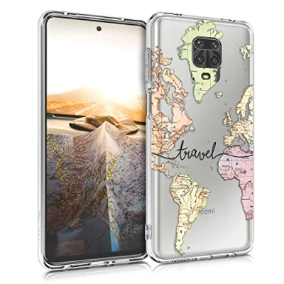 Immagine di kwmobile Custodia Compatibile con Xiaomi Redmi Note 9S / 9 Pro Max Cover Silicone TPU Protezione Back Case Mappa del mondo nero/multicolore/trasparente
